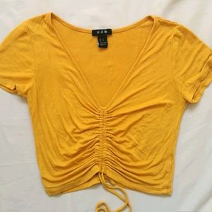 Ruched V Neck Crop top